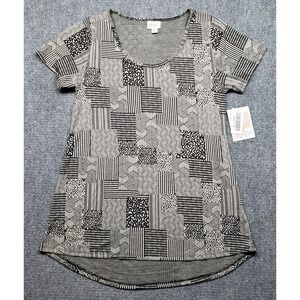 LulaRoe Classic T-Shirt Womens XS Multicolor Geometric Round Neck Short Sleeve